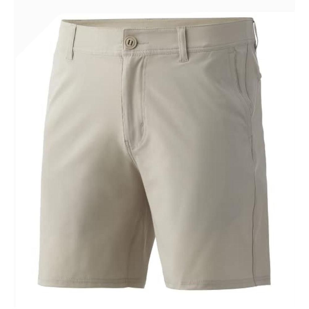 Huk Pursuit Fishing Shorts Mens Small Khaki Tan‎ Performance Stretch Quick Dry